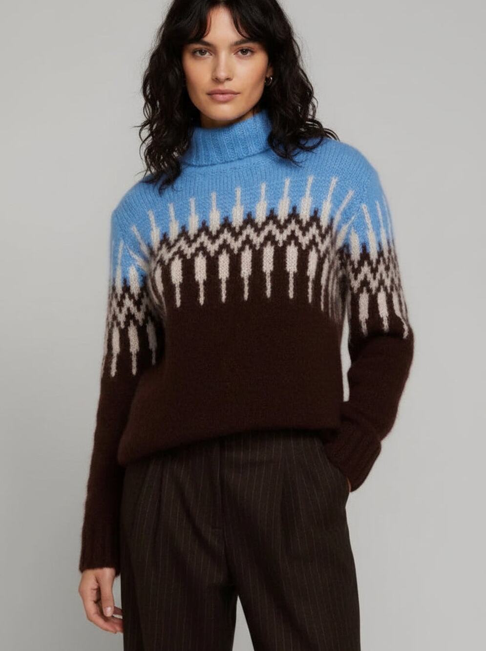 Naadam Super Luxe Alpaca Wool Fair Isle Turtleneck Sweater Small